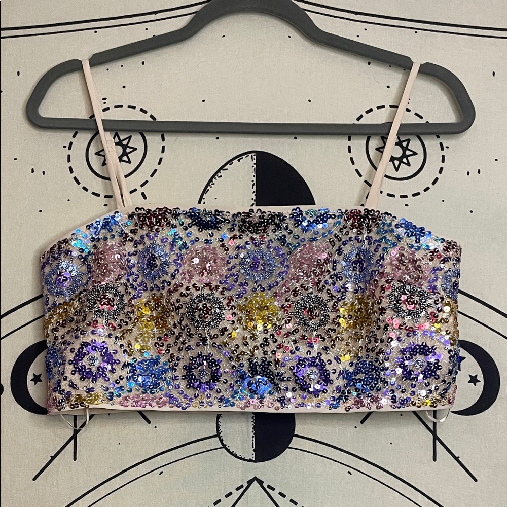 12th Tribe Sequin Cropped Top